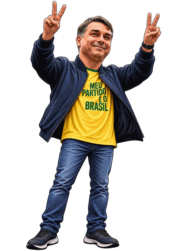 Caricatura de Flávio Bolsonaro